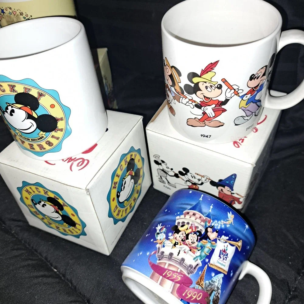 4 Very Vintage Mickey Mouse Through the Years Cups Circa 1980